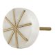 White Round Gold Marble Stone Cabinet Knobs